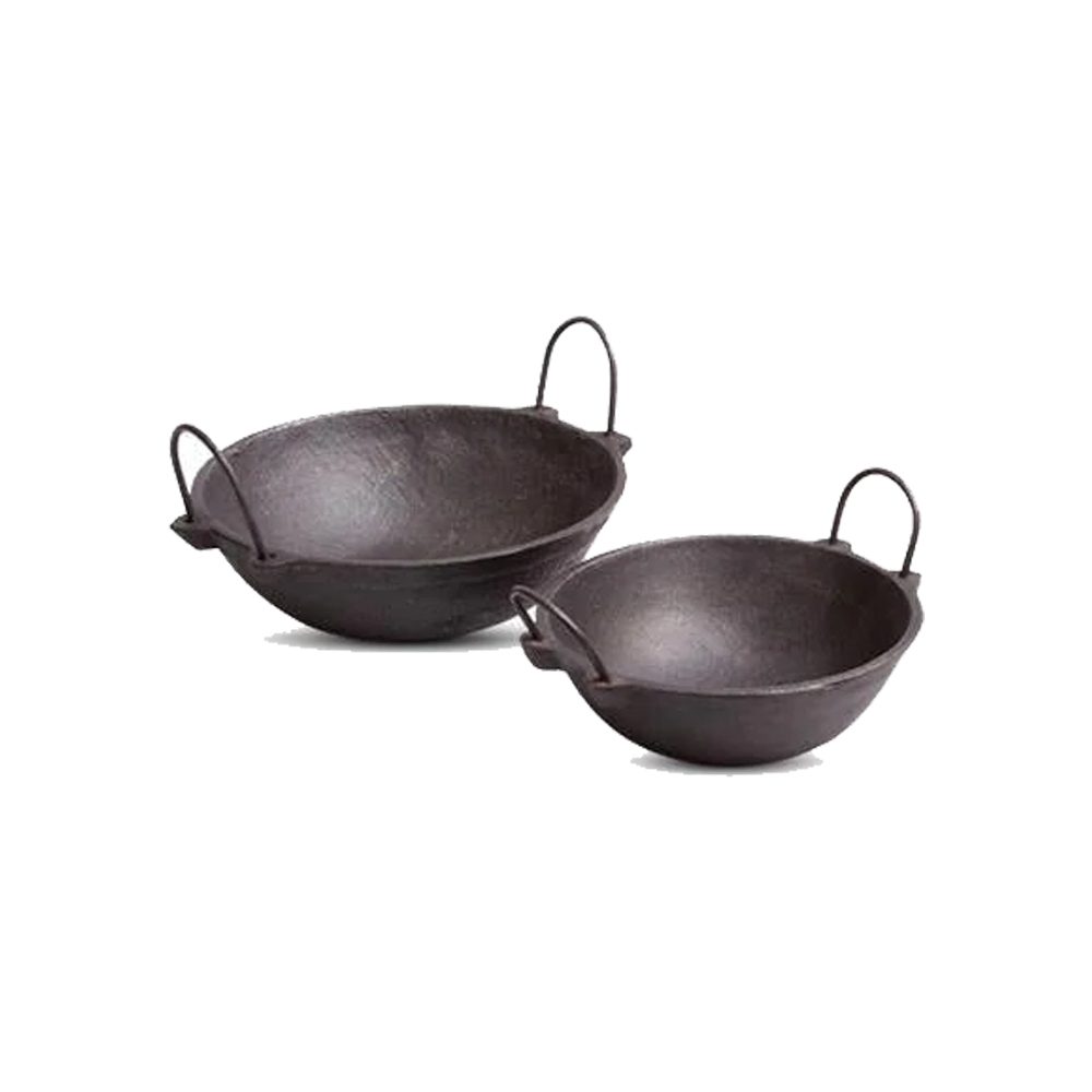 Cast Iron Cookware Set – Kadai (2.5L) + Kadai (1.5L) Small