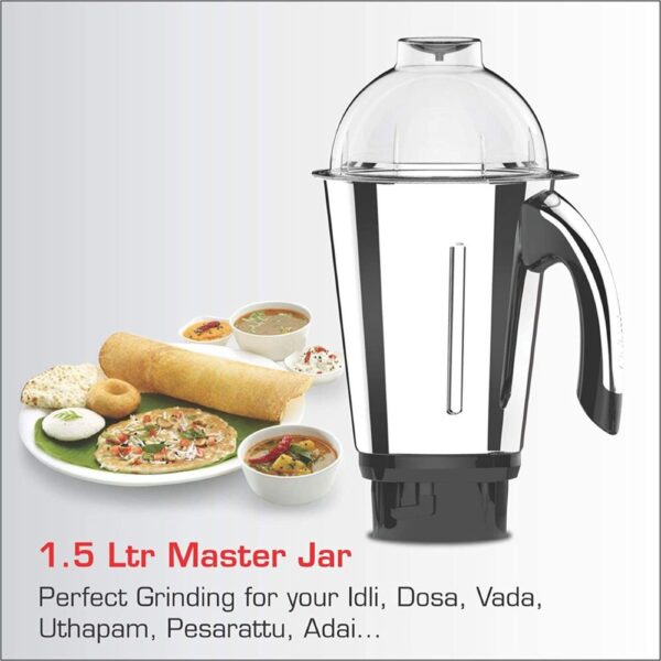 Vidiem MG 523 A VSTAR Chrome 550 Watts Mixer Grinder 110V (Black 3 Jars) - Image 4