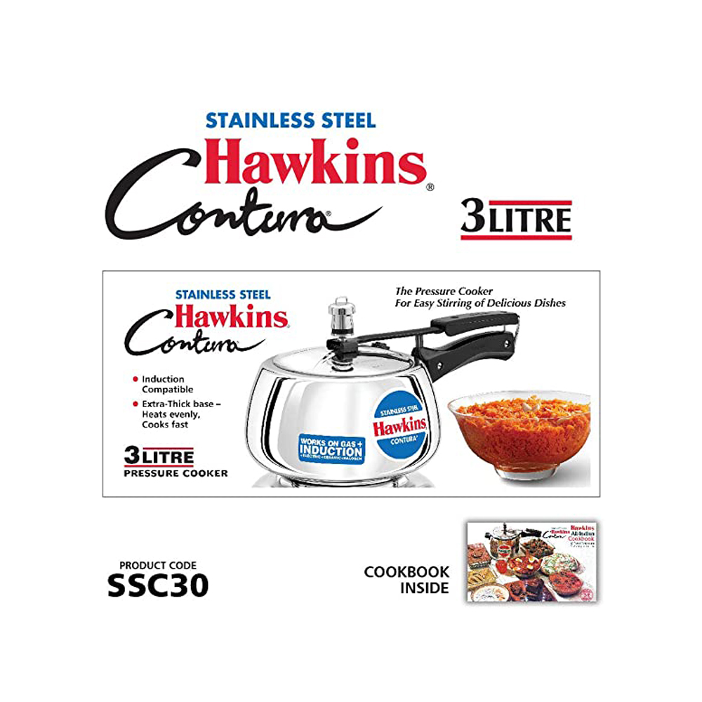Hawkins Contura Stainless Steel 3 L Inner Lid Pressure Cooker --ZOJ
