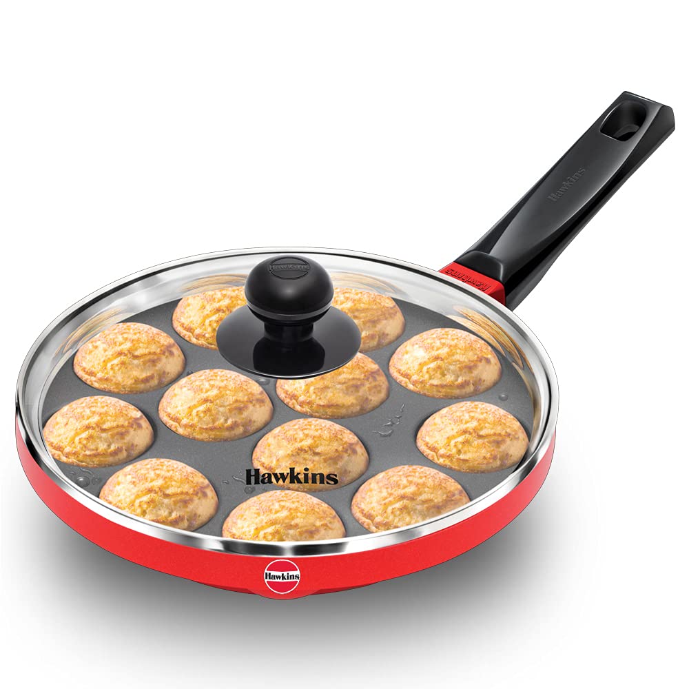 Hawkins Nonstick Appe Pan with Glass Lid Cast Aluminum Red