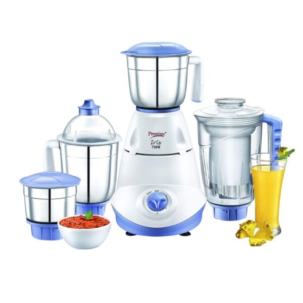 Prestige Iris 750 Watt Mixer Grinder with 3 Stainless Steel Jar + 1 Juicer Jar