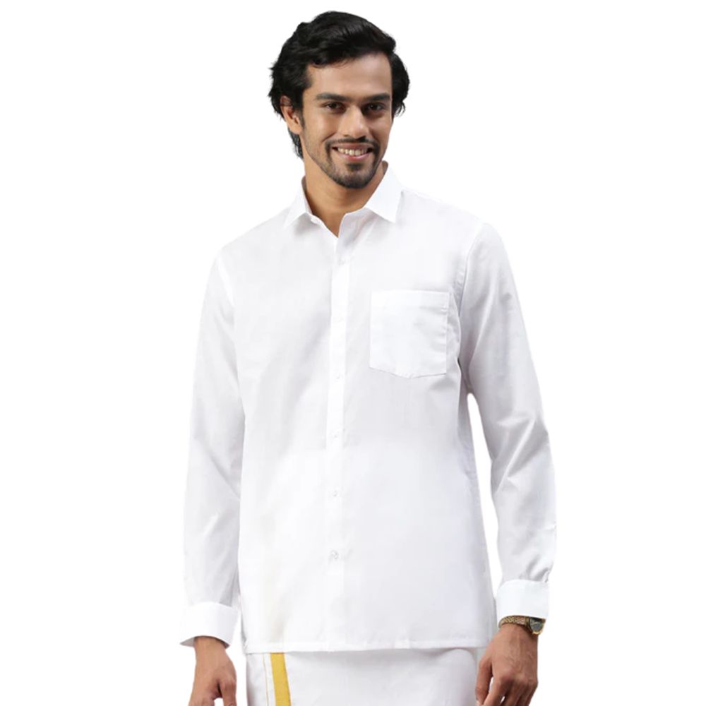 Mens Cotton White Shirt Full Sleeves Minister